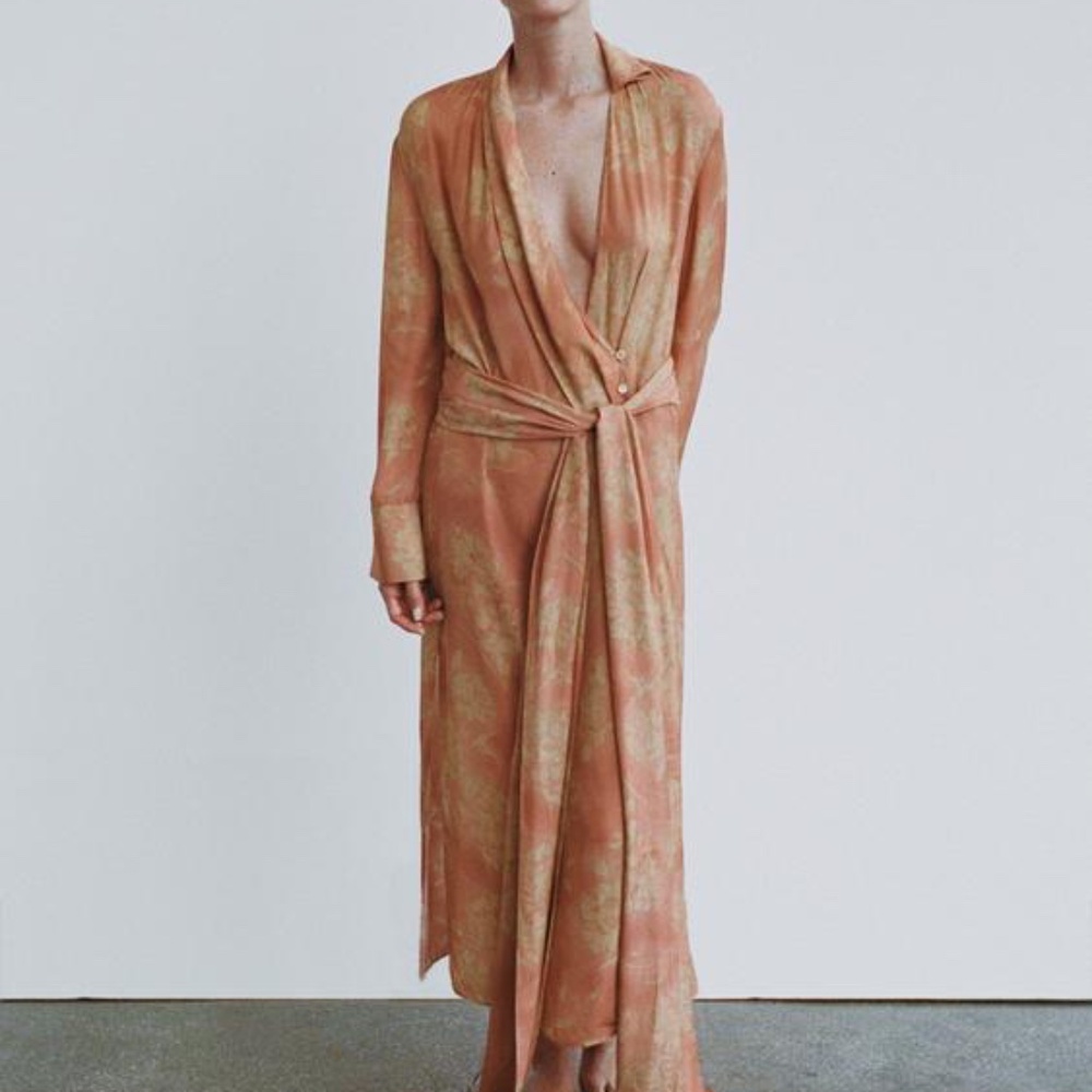 NWT ZARA ZW COLLECTION FLORAL PRINT KIMONO DRESS S